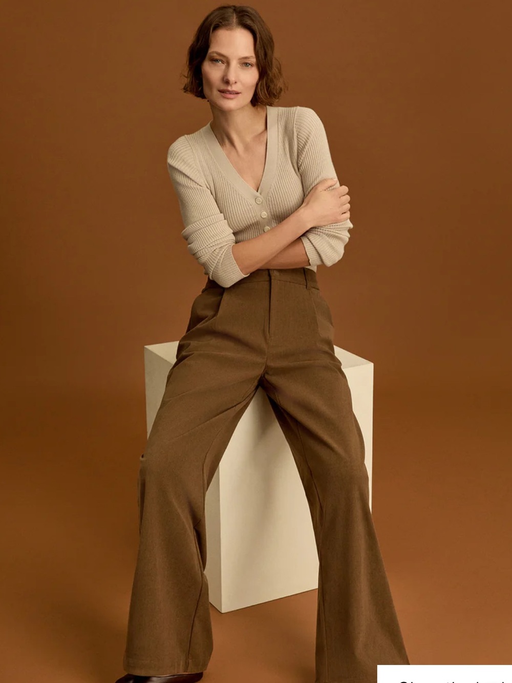 Varley The Rocio corduroy wide leg brown pants size XS